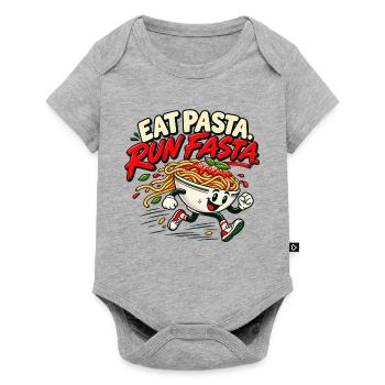 Pasta essen, schneller laufen - Baby Premium Kurzarmbody - Grau meliert - Vorne