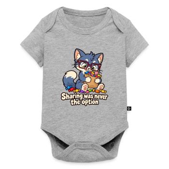 Teilen war nie die Option – Candy Cat - Baby Premium Kurzarmbody - Grau meliert - Vorne