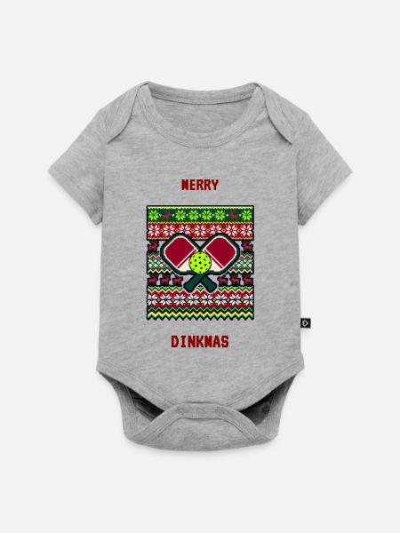 Herz Golf im Winterstrick-Muster - Baby Premium Kurzarmbody - Grau meliert