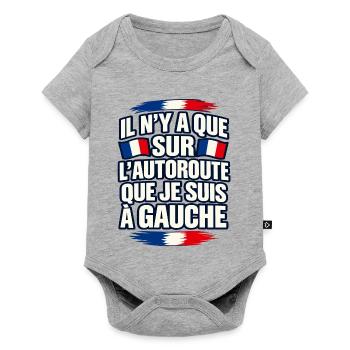Nur auf der Autobahn bin ich links - Baby Premium Kurzarmbody - Grau meliert - Vorne