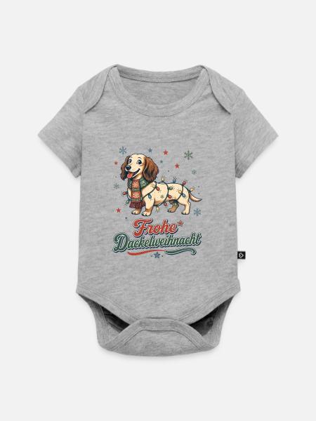 Frohe Dackelweihnacht – Retro Dackel - Baby Premium Kurzarmbody - Grau meliert