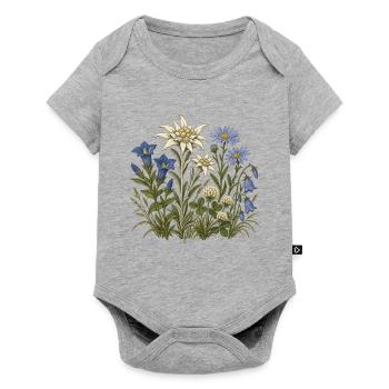 Alpenblumen – Botanische Vintage-Illustration - Baby Premium Kurzarmbody - Grau meliert - Vorne