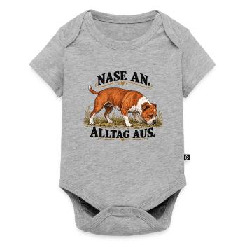 Rot-weisser_Staffordshire_mit_Vintage-Schriftzu - Baby Premium Kurzarmbody - Grau meliert - Vorne