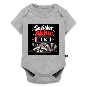 Sozialer Akku 1% Raccoon - Baby Premium Kurzarmbody - Grau meliert - Vorne