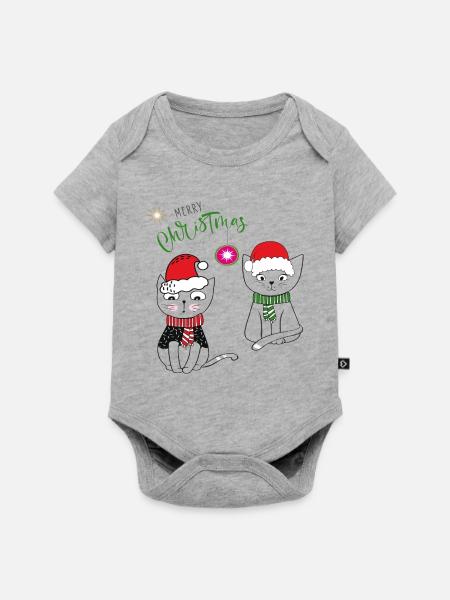 Merry Christmas - Baby Premium Kurzarmbody - Grau meliert