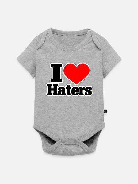 I Love Haters – Lustiger Statement Spruch - Baby Premium Kurzarmbody - Grau meliert