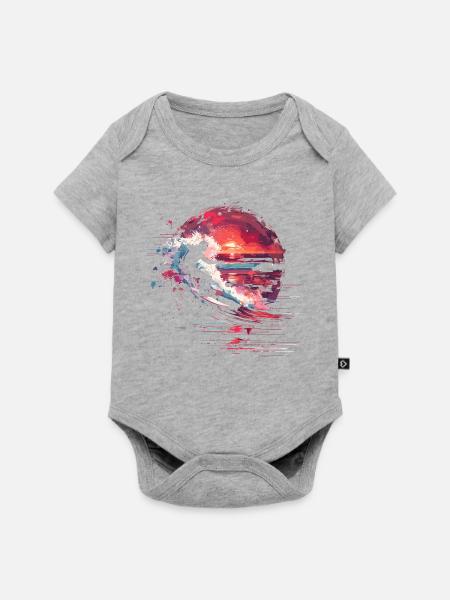 Surfing Steamwave - Baby Premium Kurzarmbody - Grau meliert