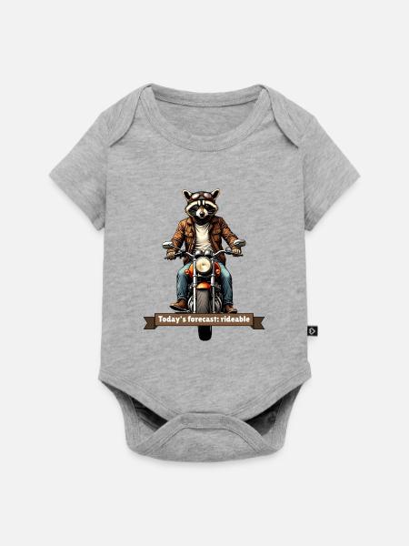 Today's Forecast: Rideable – Biker-Waschbär - Baby Premium Kurzarmbody - Grau meliert