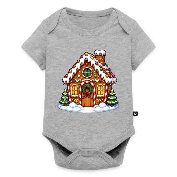 Lebkuchenhaus Winterzauber - Baby Premium Kurzarmbody - Grau meliert - Vorne