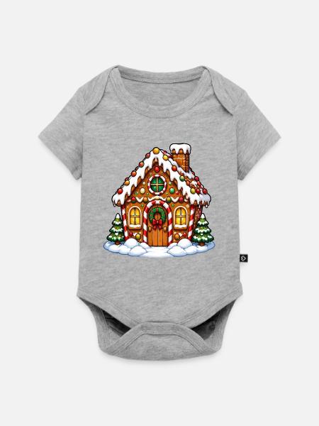Lebkuchenhaus Winterzauber - Baby Premium Kurzarmbody - Grau meliert