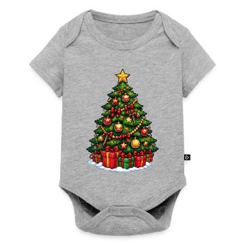 Weihnachtsbaum mit Ornamentenglanz - Baby Premium Kurzarmbody - Grau meliert - Vorne
