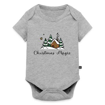 Christmas Magic – Winterliches Weihnachtshaus - Baby Premium Kurzarmbody - Grau meliert - Vorne