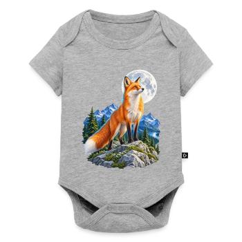 Wolf heult vor dem Mond Mondlicht Wolf wilde Tiere - Baby Premium Kurzarmbody - Grau meliert - Vorne