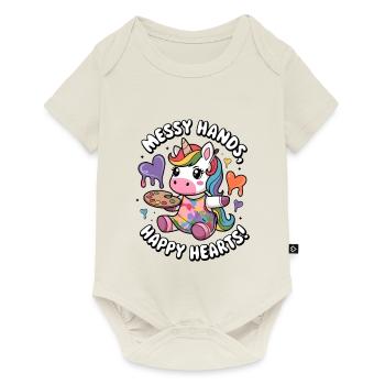 Messy Hands, Happy Hearts! - Baby Premium short-sleeve bodysuit - off white - Front