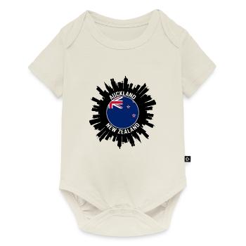 Auckland Skyline Neuseeland Flagge Reisesouvenir - Baby Premium Kurzarmbody - Naturweiß - Vorne