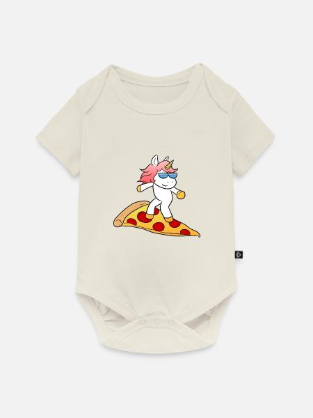 Pizza Unicorn - Baby Premium Kurzarmbody - Naturweiß