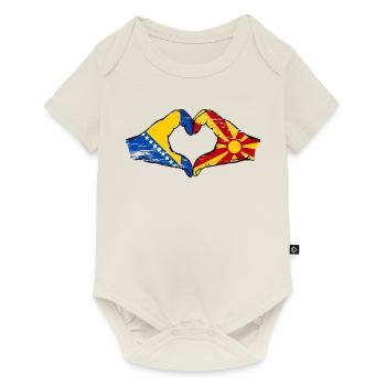 Bosnien Mazedonien Flagge Hände Herzform used - Baby Premium Kurzarmbody - Naturweiß - Vorne