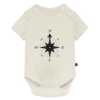 Windrose - Kompass - retro - Baby Premium Kurzarmbody - Naturweiß - Vorne