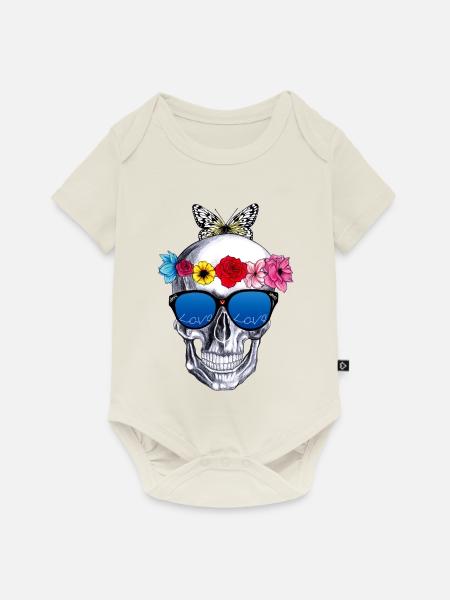 Blumen skul - Baby Premium Kurzarmbody - Naturweiß