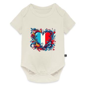Französisches Vintage-Herz - Baby Premium Kurzarmbody - Naturweiß - Vorne