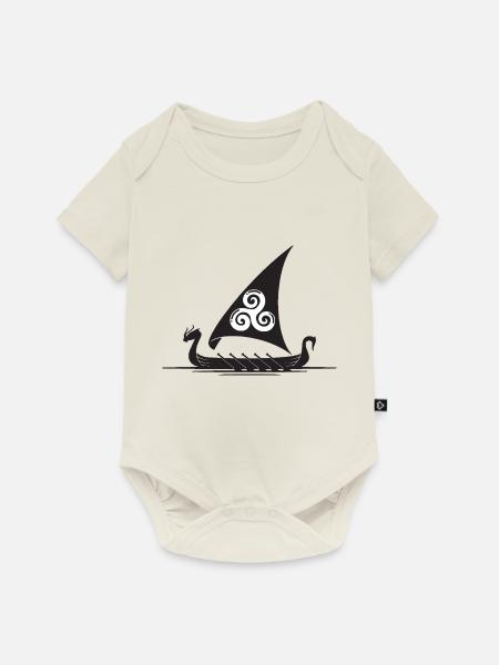 Vikingerschiff Triskel Segel - Baby Premium Kurzarmbody - Naturweiß