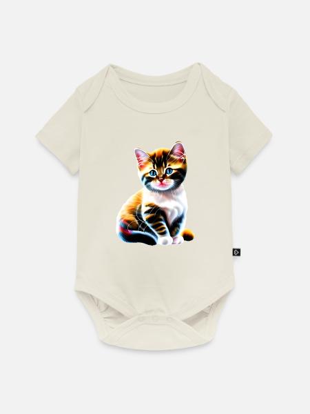 Baby-Weihnachtskatze - Baby Premium Kurzarmbody - Naturweiß