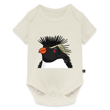 Pinguin mit Haare Felsenpinguin - Baby Premium Kurzarmbody - Naturweiß - Vorne