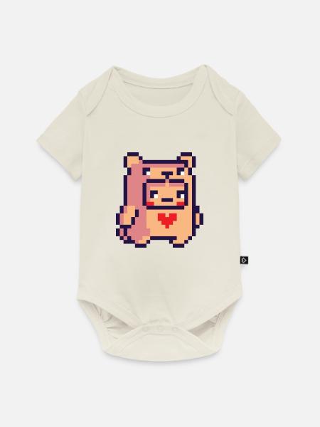 Pixel - Baby Premium Kurzarmbody - Naturweiß