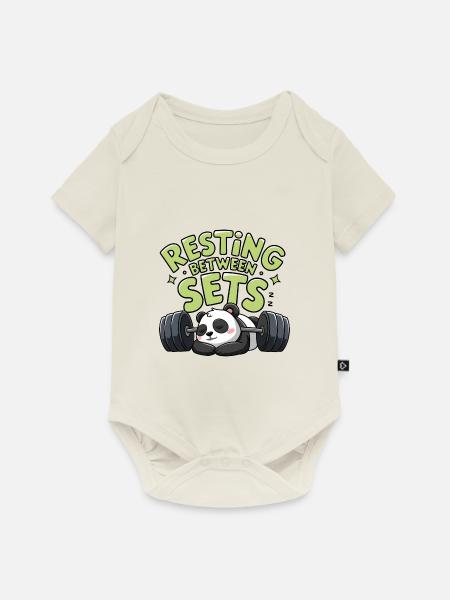 Pause zwischen den Sätzen - Baby Premium Kurzarmbody - Naturweiß