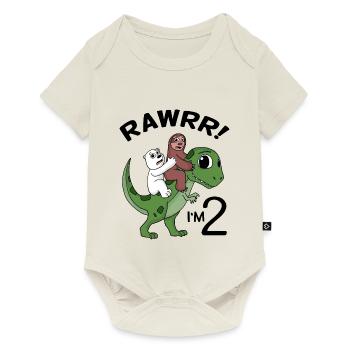 Ich bin 2 Dinosaurier Geburtstag Kindergeburtstag - Baby Premium Kurzarmbody - Naturweiß - Vorne