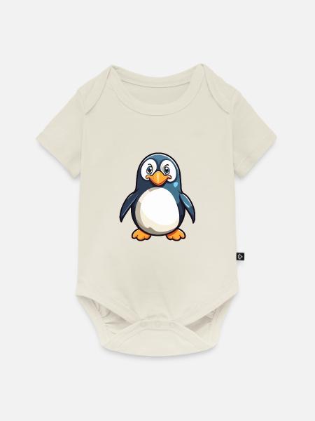Pinguin Karikatur Kawaii Aquarellillustration - Baby Premium Kurzarmbody - Naturweiß