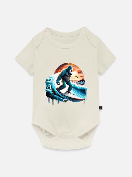 Big Foot Surfen - Baby Premium Kurzarmbody - Naturweiß