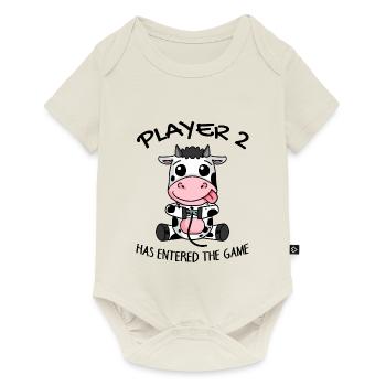 Zweite Kind Spieler 2 Baby Kuh Schwanger Geschenk - Baby Premium Kurzarmbody - Naturweiß - Vorne