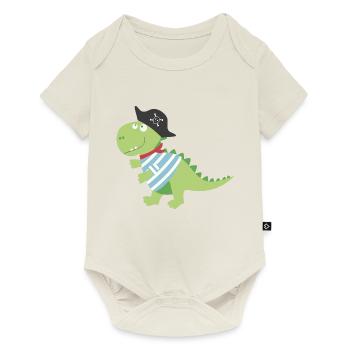 Dino Pirat Piratenkostüm Halloween Karneval Jungen - Baby Premium Kurzarmbody - Naturweiß - Vorne