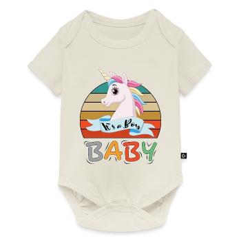 Baby It s a Boy Junge Einhorn Unicorn - Baby Premium Kurzarmbody - Naturweiß - Vorne