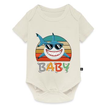 Baby Hai Fisch Tiere Lustig Sonnenbrille - Baby Premium Kurzarmbody - Naturweiß - Vorne