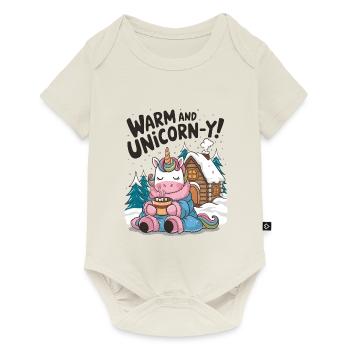 Warm And Unicorn-y! - Baby Premium short-sleeve bodysuit - off white - Front