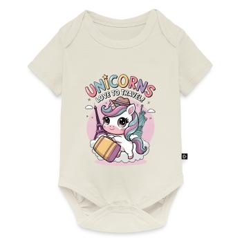 Unicorns Love To Travel! - Baby Premium short-sleeve bodysuit - off white - Front