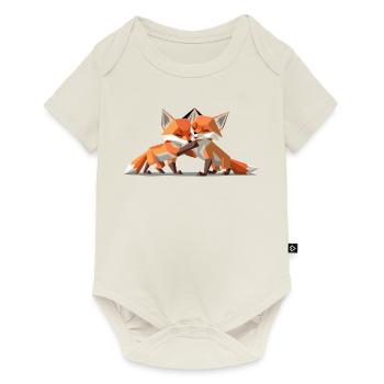 Low-poly Fox Cubs - Baby Premium short-sleeve bodysuit - off white - Front
