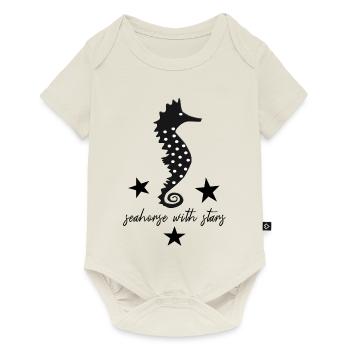 schwarzes Seepferd schwarzes Seepferdchen - Baby Premium Kurzarmbody - Naturweiß - Vorne