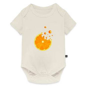 Saftige Orangenscheibe mit Spritzern - Baby Premium Kurzarmbody - Naturweiß - Vorne
