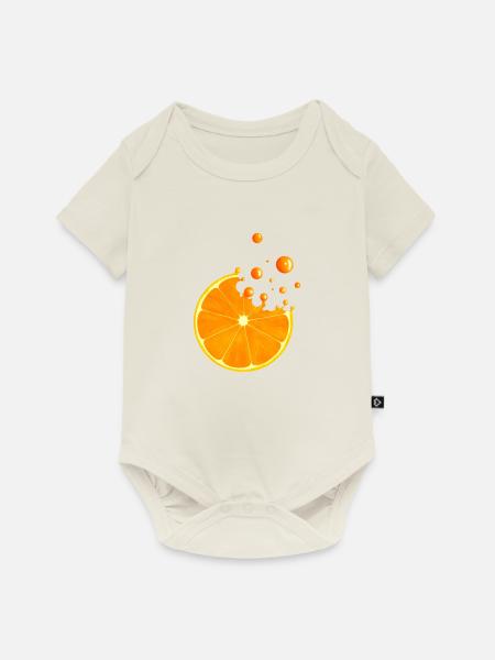 Saftige Orangenscheibe mit Spritzern - Baby Premium Kurzarmbody - Naturweiß