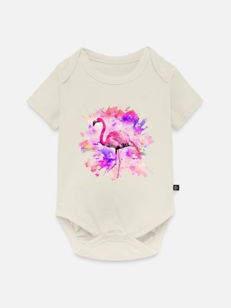 Flamingo - Baby Premium Kurzarmbody - Naturweiß