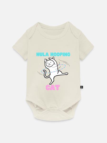 Hula Hooping Katze - Funny Dance Kitty - Baby Premium Kurzarmbody - Naturweiß