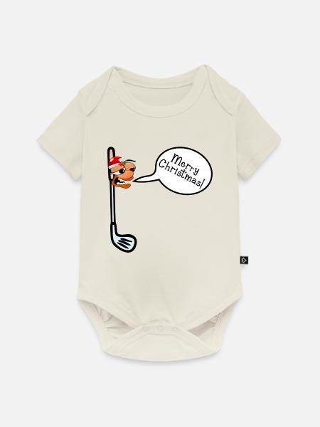 Frohe Weihnachten Golf - Baby Premium Kurzarmbody - Naturweiß