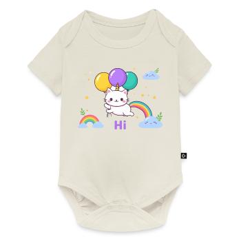 Pastel Kitty Einhornballons - Baby Premium Kurzarmbody - Naturweiß - Vorne