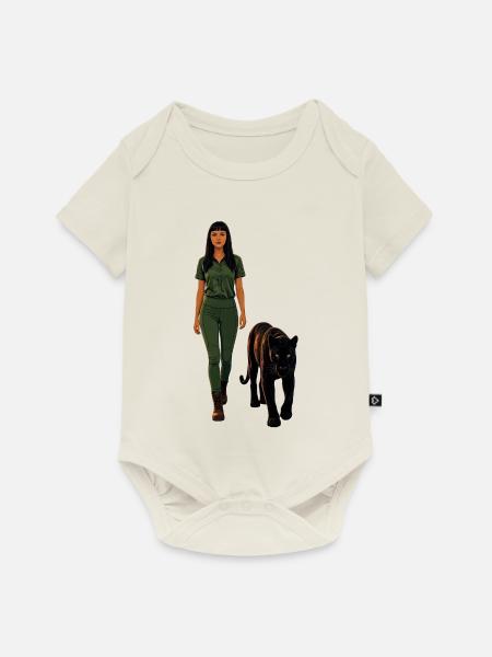 Panther - Baby Premium Kurzarmbody - Naturweiß