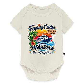Familienkreuzfahrt 2027 Passende Familienurlaubsparty - Baby Premium Kurzarmbody - Naturweiß - Vorne
