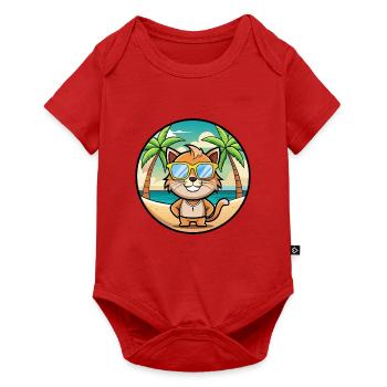 Pixie Bob Katzenrasse Cartoon Sonnenbrille Strand - Baby Premium Kurzarmbody - Rot - Vorne