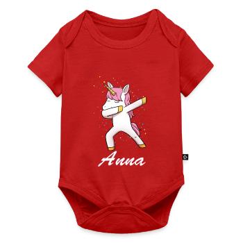 Anna Einhorn Vorname Mädchen - Baby Premium Kurzarmbody - Rot - Vorne
